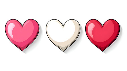 Three cartoon hearts