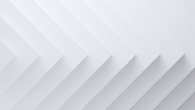 Abstract background with white chevron pattern. 3D rendering of geometric texture with arrows. 