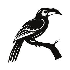 Obraz premium Bold silhouette of a small bird perched on a twig
