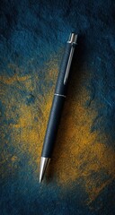 Blue pen on textured background, stationery, advertisement