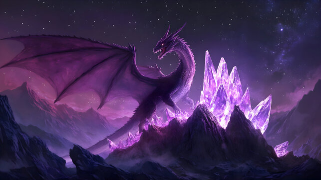 Dragon and crystals landscape