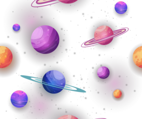 seamless pattern with colorful orbits balls