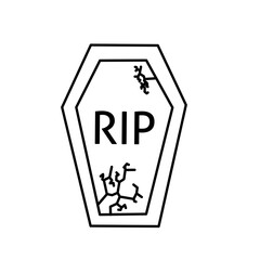 Simple Outline Tombstone Grave Icon for Halloween Celebration Elements