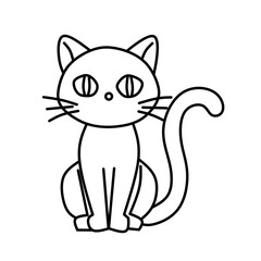 Simple Outline Cute Sitting Cat Drawing Illustration for Kid