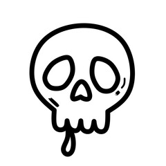 Minimalist Handdrawn Melting Skull Scary Halloween Graphic Shape Element