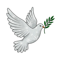 A peace dove flying with an olive branch, symbolizing peace and hope