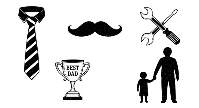 Celebrate Father's Day with this charming set of dad-themed icons perfect for cards, gifts, and promotional designs that honor and appreciate fathers