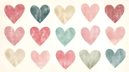 Colorful watercolor hearts collection