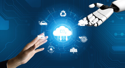 AI artificial intelligence accelerates net zero goals by supporting green strategies, smart energy tools, and virtual assistants for climate-conscious business operations. Vouch