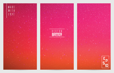 Northern lights. Purple aurora borealis. Abstract vector banner set