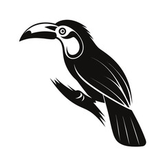 Elegant tropical bird perched on a branch illustration