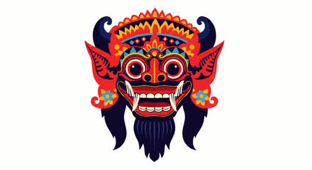 Vibrant Barong mask design with captivating cultural details for artistic projects and Bali themed designs