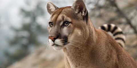 Mountain lion in its natural environment - feline in the wild