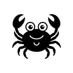 Cartoon crab with smile on transparent background silhouette