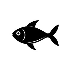 Silhouette of a single fish on transparent background
