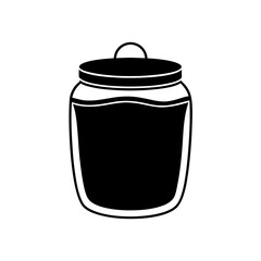 Isolated filled jar icon on transparent background silhouette