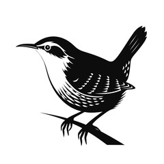 Elegant wren silhouette simple bird design