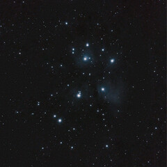 Pleiades star cluster with light reflection nebulae
