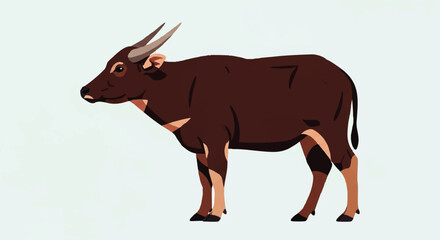 Fototapeta premium Stunning illustration of an Anoas, a dwarf buffalo native to Indonesia, on clean background for educational use