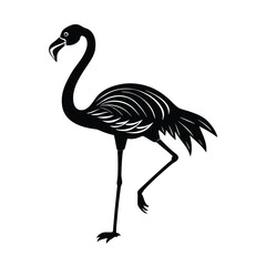 Flamingo standing on one leg with curved neck illustration