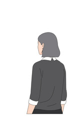 Minimalist Vector Illustration of Woman Facing Green Wall