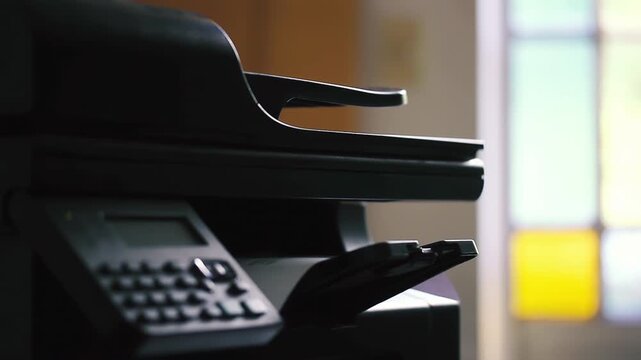 Close Up of Office Printer Printing Document, Buenos Aires, Argentina - 4K