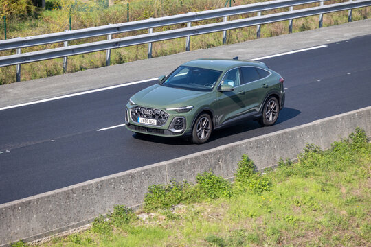 Audi q5 sportback suv driving on highway