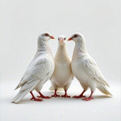 Obraz premium Elegant White Birds in Harmonious Group Setting on Light Background