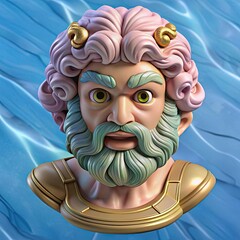 Laocoon Head Marble Statue Capturing Intricate Details and Classic Artistry in a Serene Blue Background