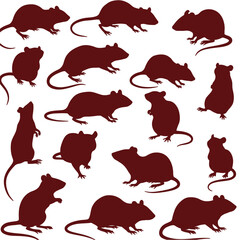Collection of various rat silhouettes.
