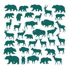 Collection of various wildlife silhouettes.