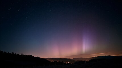 Naklejka premium Starry night horizon with dazzling aurora arcs, 