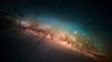 Fototapeta premium Surreal galaxy sky with shimmering rainbow stars, 