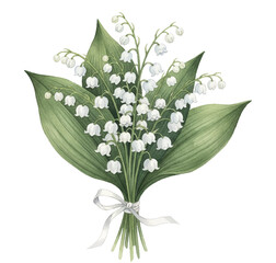 Delightful bouquet of lily of the valley gentle spring vector illustration.