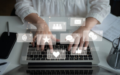 Social media engagement with interaction metrics showing comments, social media reactions, social...