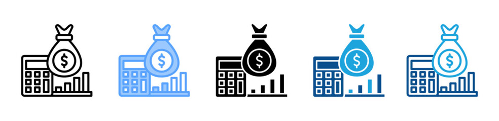 Budgeting icon sheet multiple style collection