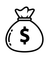 Hand drawn money bag with dollar sign symbol icon symbolizing wealth and finance vector
