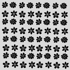 lack Floral Pattern on Gray Background
