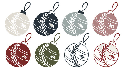 Christmas Ornament Balls Set &ndash; 12 Matte Colors, Vector File, Transparent Background