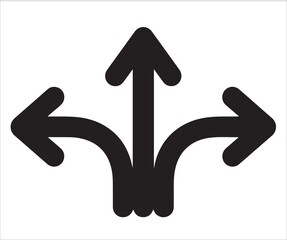 Obraz premium Three-way arrows icon isolated on white background vector illustration