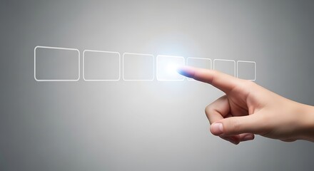 Finger pressing virtual button on modern interface for seamless navigation and intuitive control, ideal for technology and business solutions