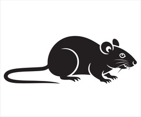 Black rat silhouette vector isolated on white background illustration