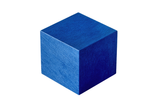 Deep blue cube on transparent background