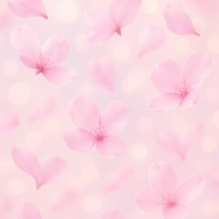 Obraz premium Soft pastel cherry blossom dream abstract spring background drifting petals airy bokeh gentle light Japanese sakura elegance romantic floral wallpaper