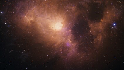 Obraz premium Golden Violet Cosmic Clouds Space Background