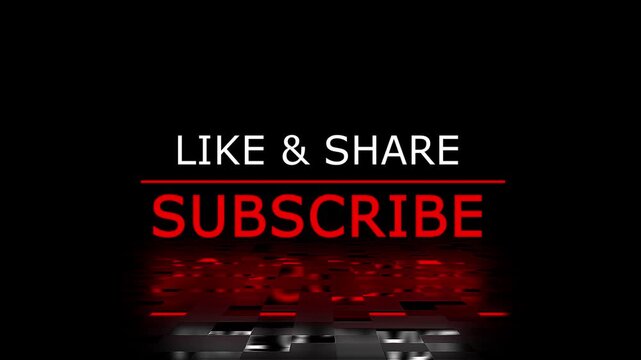 Like Share Subscribe Notify Element with Red Strobing Colour on Reflective Floor