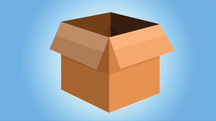 Open Cardboard Box Vector on a Blue Background vector illustration