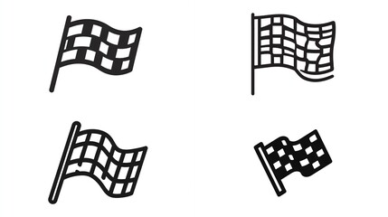 Obraz premium Checkered flags, waving in the wind, iconic symbol of victory and the end of the race