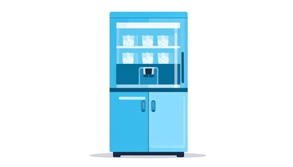 Light-blue refrigerator with ice dispenser