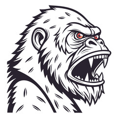 Obraz premium Angry Gorilla Head Illustration in Detailed Line Art Style